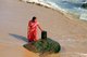 India: An Indian woman poses with the Shiva linga at Kanyakumari, Tamil Nadu